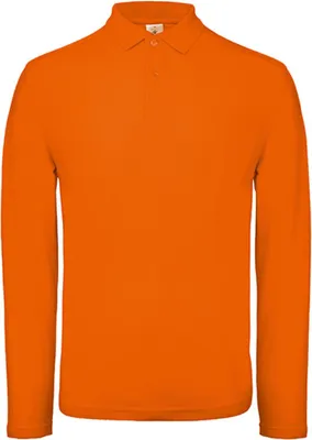 Obrázok produktu pre B&C PUI12 | Pánska polokošeľa s dlhým rukávom ID.001 / 100 % bavlna piqué - Farba: oranžová - Veľkosť: XL