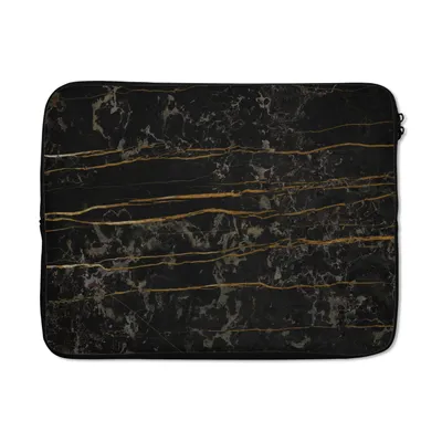 Produktbild von MuchoWow® Laptop Hülle 15 Zoll Marmor - Schwarz - Gold - Ader Laptoptasche - Laptoptasche - Sleeve - Rundum-Schutz