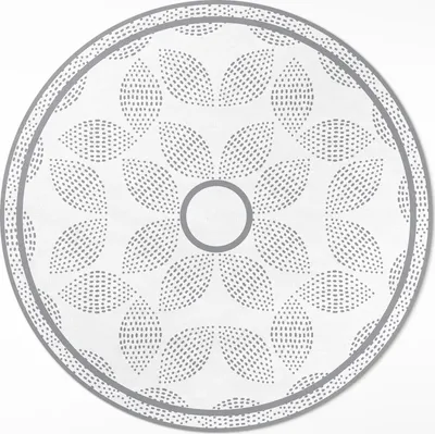 Produktbild von Komposition aus dunklen Blättern mit Punkten – Vinyl Küchenteppich – fi 50cm – Rutschfest, pflegeleicht & langlebig