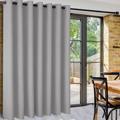 Verdunkelungsvorhang, Silbergrau, 304x243 cm, Ösen, Raumteiler