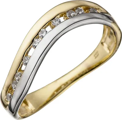 Produktbild von Gr. 56 Damen Ring 333 Gold Gelbgold Weißgold bicolor mit Zirkonia Goldring