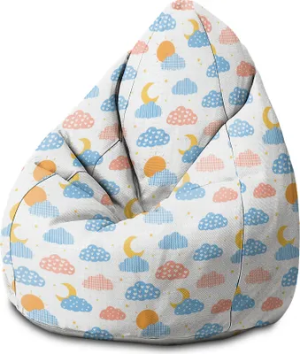 Produktbild von Dreamroots Bean Bag Sitzsack Kinder mit füllung, Bodenkissen Kinder Sitzsack, Sitzsack Kinderzimmer 70x70x105 cm, Sitzkissen Boden Kinder, Cute Sky
