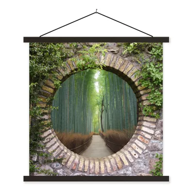 Produktbild von MuchoWow® Textilposter Bambus - Wald - Japanisch - Aussicht 40x40 cm mit schwarzem Rahmen - Fotos