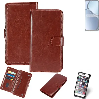 Produktbild von K-S-Trade 360° Hülle kompatibel mit Realme C65s braun Kunstleder Case BookCase WalletCase Kunstlederederhülle Handyhülle, Rundumschutz Bumper (1x)