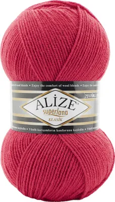Alize Superlana Klasik unifarben 100g Strickgarn Strickwolle 25% Wolle, 798 himbeere