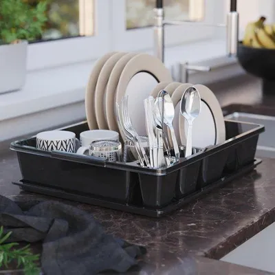 Productafbeelding van Afdruiprek met Reinigingsborstel en 10 Sponzen - Ideaal voor Keuken en Gootsteen