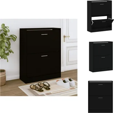 Immagine prodotto di vidaXL Scarpiera nera 63x24x81 cm in legno - Portascarpe e armadietti