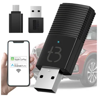 Produktbild von TRADEBIT Bezdrôtový CarPlay MINI adaptér USB-A a Type-C Dongle Box pre iPhone Apple iOS Káblový CarPlay, kompatibilný s 98 % automobilov, estetický dizajn