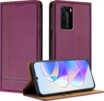 Produktbild von Handyhülle für Huawei P40 Pro Leder Flip Klappbare Schutzhülle mit Standfunktion Lila