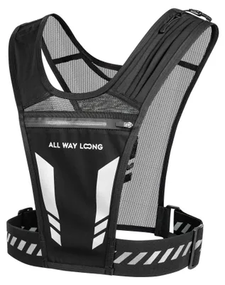 Productafbeelding van Hardloopvest met Drinkhouder & Waterdichte Telefoonhouder - Running Vest - Loopvest - Trailrugzak - One Size - Zwart