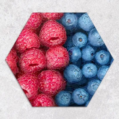 Produktbild von Glas-Herdabdeckplatten Glaskeramikkochfeld-Abdeckung Spritzschutz Glas Hexagon Schneidebrett 40 cm Bunte Früchte Himbeerbeeren