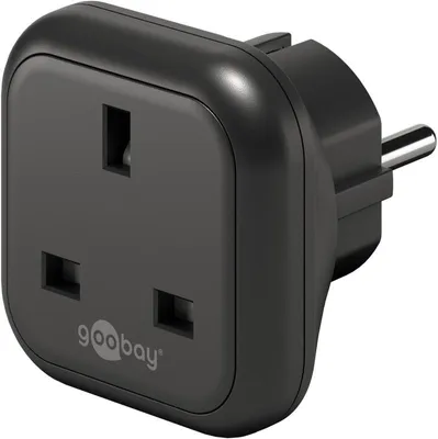 Produktbild von Goobay Reiseadapter UK auf Europa, schwarz, für Geräte aus UK (Typ G) an Steckdosen in Europa (Typ E/F)