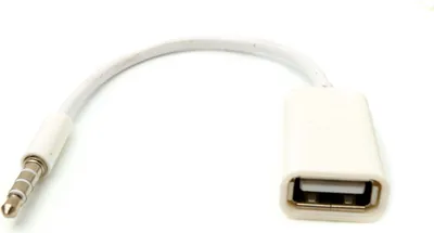 Produktbild von SYSTEM-S Audio USB Kabel 15 cm 3,5 mm Klinke Stecker zu 2.0 Typ A Buchse AUX in Weiß