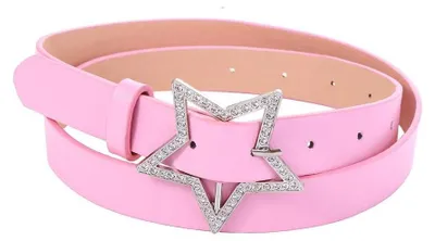 Produktbild von Kopida Pinker Taillengürtel aus Kunstleder mit Strass-Stern-Anhänger für Damen und