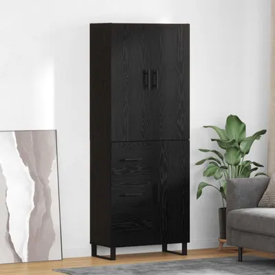 Zdjęcie produktu dla VidaXL Wysoka szafka, 2 sztuki, kolor czarny, imitacja dębu, wymiary: 69,5 x 34 x 180 cm