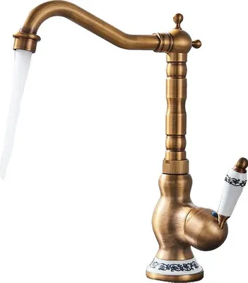 Immagine prodotto di Rubinetto da cucina, montaggio a parete, monocomando, ottone antico A Alto