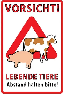 Image de vianmo Panneau en bois 18x12 cm Vorsicht lebende Tiere Abstand
