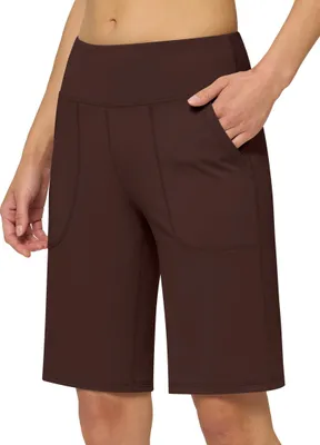Immagine prodotto di Pantaloncini sportivi da donna - Cotone ed Spandex - Vita alta - Marrone