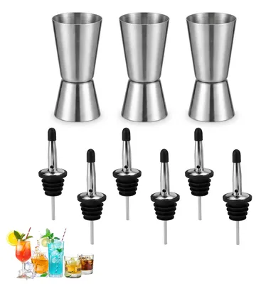 Cocktailmaßbecher Jigger 20/40 ml + 6 Ausgießer, Edelstahl
