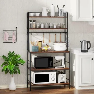Image de Étagère noire avec tablettes en bois, 84 x 40 x 165 cm, 16,1 kg, acier, capacité de charge de 36 kg