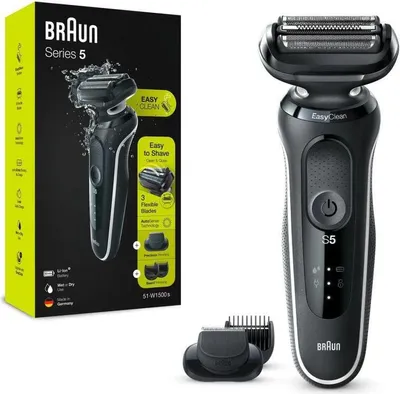 Obrázek produktu pro Braun | Holicí strojek | 51-W1500s | Doba provozu (max.) 50 min | Mokré a suché holení | Černá/bílá