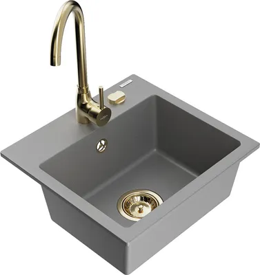Produktbild von Mexen Milo 1-Becken-Granit-Spüle mit Mischbatterie Telma, Grau - 6505-71-670200-50