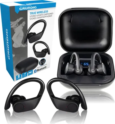 Produktbild von Sluchátka do uší Grundig Bluetooth Sport - přenosný nabíjecí box a integrovaný mikrofon - bezdrátová sluchátka do uší černá
