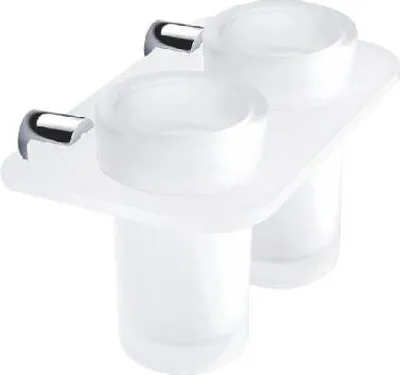 Obrázek produktu pro Nimco Bormo - Sklenky na kartáčky a pastu s držákem, mléčné sklo/chrom BR X3-58DW-26
