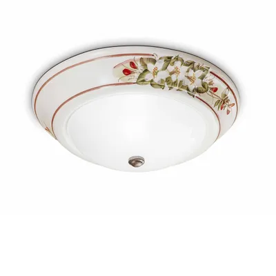 Obrázek produktu pro Stropní svítidlo Capua Classic Ceramic and Satin Decorated Brass 1 Light E27