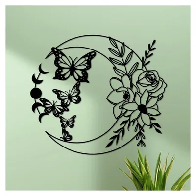 Produktbild von Metall Mond Schmetterling Wanddekorationen für Boho Stil Innen- und Außendekoration