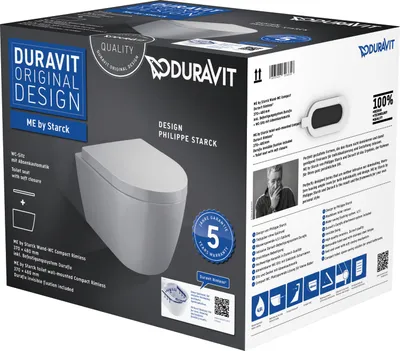 Produktbild von Duravit Wand-Tiefspül-WC Set Compact Me by Starck 4,5 l Rimless mit WC-Sitz Weiß