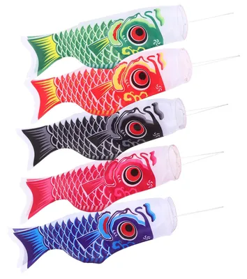 5 Koi-Windzakken, Satijn, 55 cm, Windrichtungsfahnen