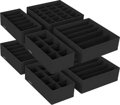 Produktbild von Famanu Schubladen-Organizer Set 8-teilig - Faltbare Aufbewahrung für Unterwäsche, Socken, Krawatten, Schwarz
