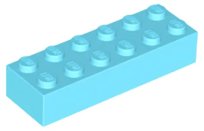 Produktbild von 5x LEGO Stein 2 x 6 (2456) - Azurblau