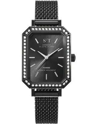 Immagine prodotto di Orologio al quarzo da donna Orologio da donna in acciaio inossidabile con diamante S/T FEMME Pack, con bracciale a maglie e bracciale accorciabile Movimento giapponese impermeabile 5 ATM