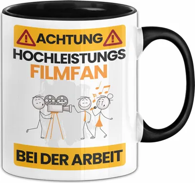 Produktbild von Filmfan Tasse Geschenk Lustiger Spruch Geschenkidee für Filmfan Achtung Hochleistungs Filmfan Bei Der Arbeit (Schwarz)