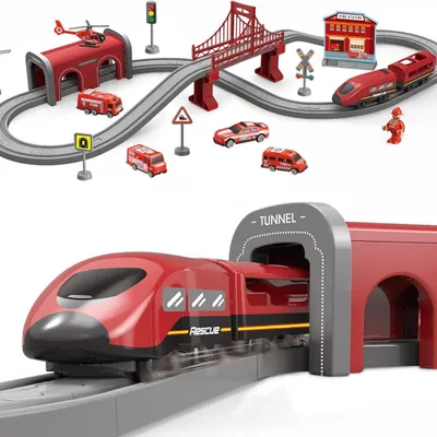 Image de WOOPIE - Set de train électrique Pendolino « Pompiers » - 66 pièces