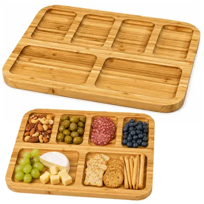 Produktbild von Bambusbrettplatte mit Fächern für Serviertablett 36 x 28 cm