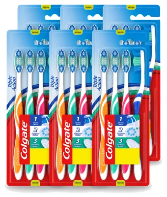 Imagen del producto de 6 cepillos de dientes Colgate Triple Acción, tamaño medio, pack ahorro - 6 unidades