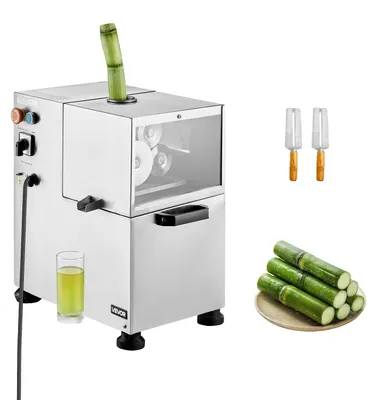 Produktbild von VEVOR Gewerblicher Zuckerrohrentsafter, 800W Elektrischer Zuckerrohrentsafter mit 300KG/H Hoher Leistung, 4 Edelstahlwalzen, Zuckerrohrpresssaft-Extraktor für den Heim-/Gewerbegebrauch