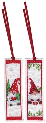 Kreuzstich-Set Lesezeichen Weihnachtswichtel 2er 6x20 cm