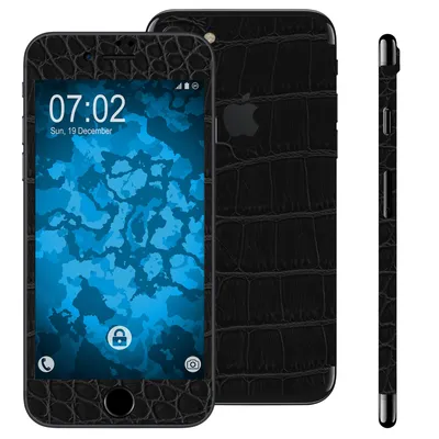 Produktbild von 2 x Lederoptik-Folienset für Apple iPhone 7 / 8 / SE 2020 schwarz PhoneNatic Schutzfolien