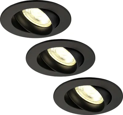 Produktbild von Ledvion 3er Set LED Einbaustrahler Rund Schwarz 3W dimmbar Warmweiss