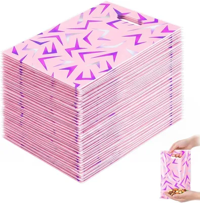 Productafbeelding van Gepersonaliseerde geschenktassen met bliksemmotief, 50 stuks, roze, met handgreep, voor verjaardagsfeestjes