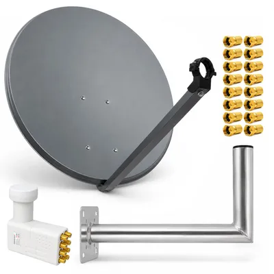 Produktbild von PremiumX SAT Anlage 80cm Antenne Octo LNB F-Stecker Wandhalter 45cm