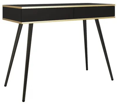Produktbild von Schlafzimmer Schminktisch mit 102 cm Breite in Schwarz, 2 Schubladen & schwarzen Füßen - OLOVO-160