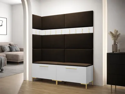 Obrázek produktu pro Předsíňová stěna s čalouněnými panely ANDORA 6 - bílá / hnědá