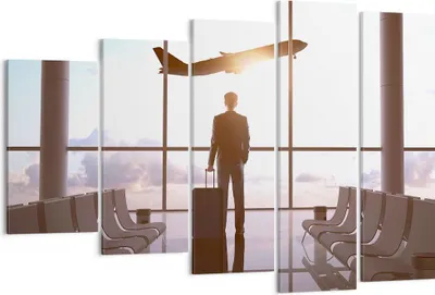 Produktbild von Bild auf Leinwand - Leinwandbild - Flughafen Halle Architektur Glas - 150x100cm - Wand Bild - Wanddeko - Leinwanddruck - Bilder - Kunstdruck - Leinwand bilder - Wandkunst - EG150x100-2507