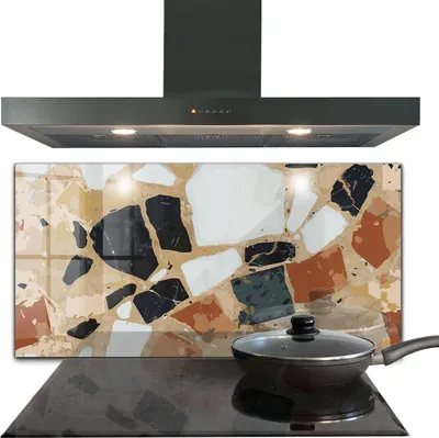Produktbild von Spritzschutz aus Glas Küchenrückwand - Wandschutz für Herd und Spüle - 100x50 cm - Terrazzo Naturstein