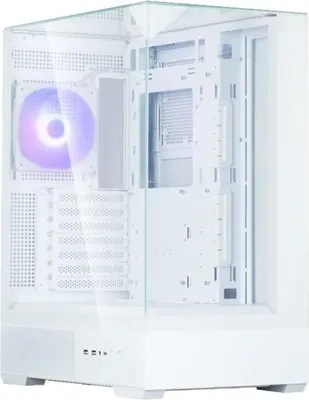 Produktbild von PC Gehäuse, ZALMAN P40 Prism Plus, Midi-Tower, ATX, Weiß, 4 A-RGB Lüfter, Panorama, 3x Tempered Glass